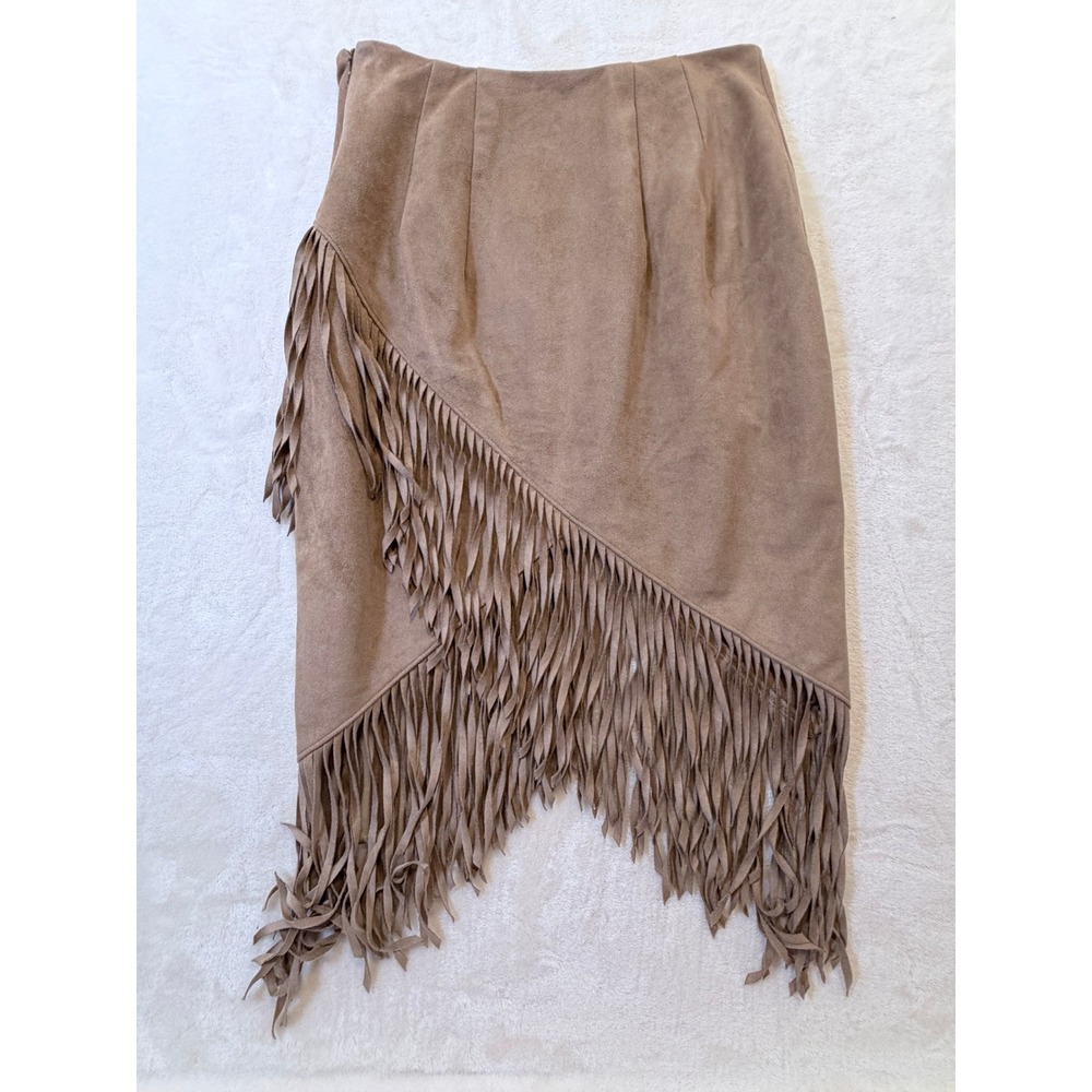 Express Taupe Fringe Midi Skirt - Picture 9 of 11